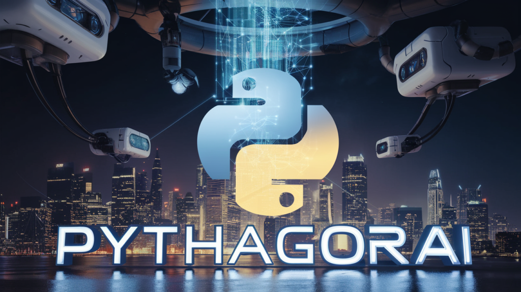 an modern visual od python logo with futuristic background Revolutionizing Software Development: Unlocking the Power of Pythagora AI reddit